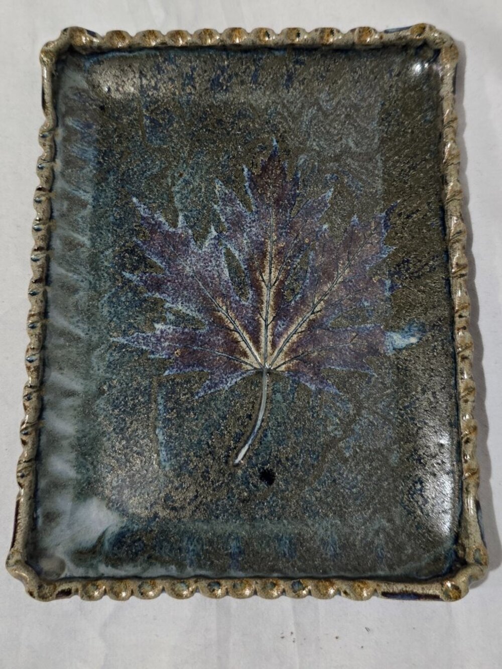 Shore Fire Pottery Leaf Trinket Dish 6 7/8" x 5 3/8"
